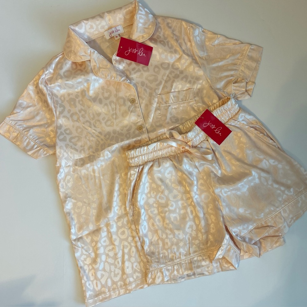 Jess Lea Pink Silky, Leopard Lounge Set - Retail $58 -Medium NWT